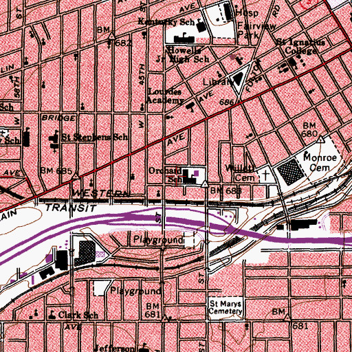 Topographic Map of Orchard Elementary School, OH