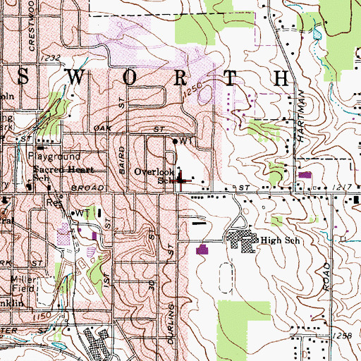 Topographic Map of Overlook Elementary School, OH