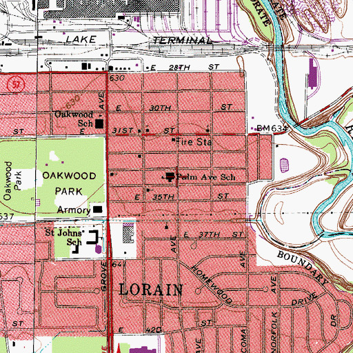 Topographic Map of Palm Avenue Elementary School, OH