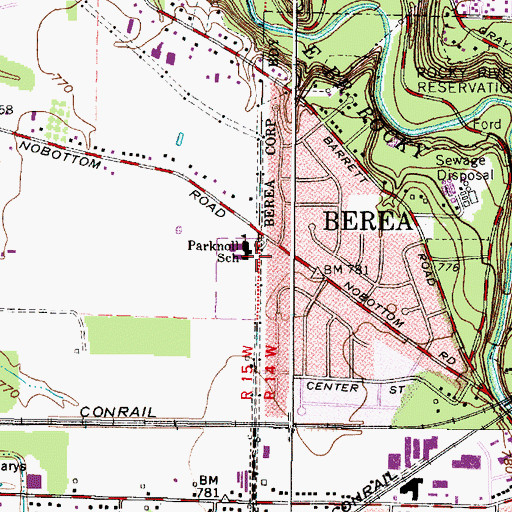 Topographic Map of Parknoll Elementary School, OH