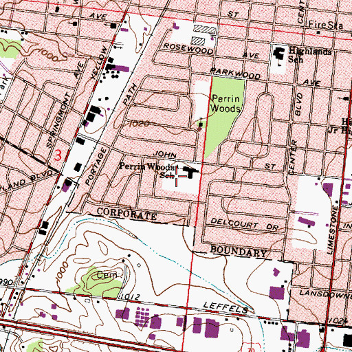 Topographic Map of Perrin Woods Elementary School, OH