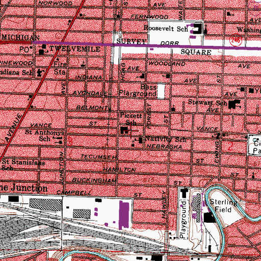 Topographic Map of Pickett Academy, OH