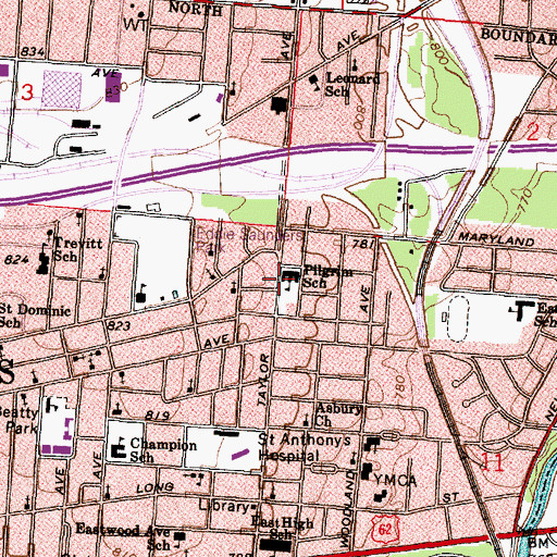 Topographic Map of Pilgrim Elementary School, OH