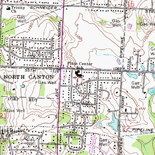 Topographic Map of Plain Center Elementary School, OH