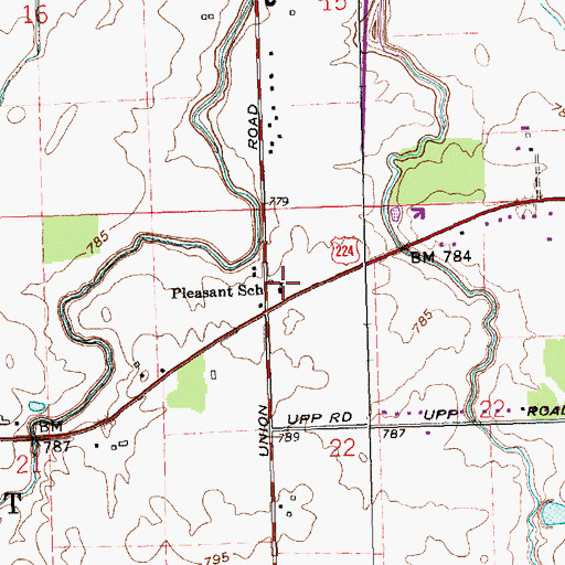 Topographic Map of Pleasant Elementary School, OH