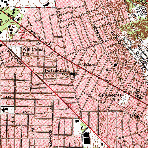 Topographic Map of Portage Path Community Learning Center, OH
