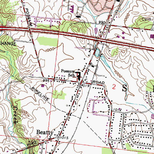 Topographic Map of Possum Elementary School, OH