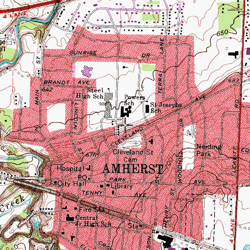Topographic Map of Powers Elementary School, OH