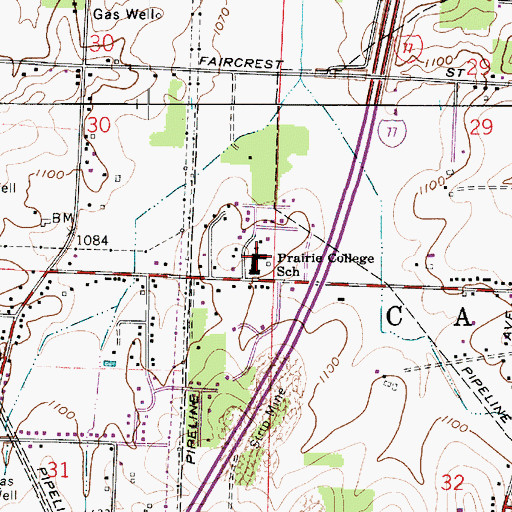 Topographic Map of Prairie College Elementary School, OH