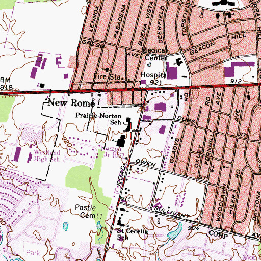 Topographic Map of Prairie-Norton Elementary School, OH