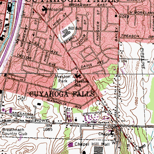 Topographic Map of Preston Elementary School, OH