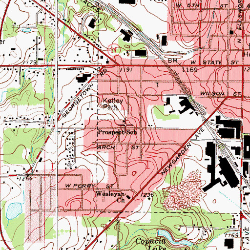 Topographic Map of Prospect Elementary School, OH