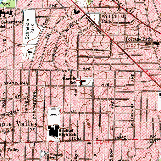 Topographic Map of Rankin Elementary School, OH