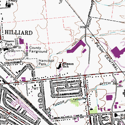 Topographic Map of J W Reason Elementary School, OH