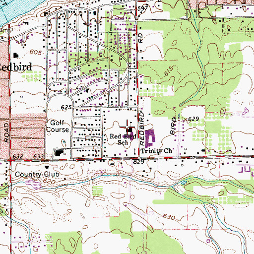 Topographic Map of Red Bird Elementary School, OH