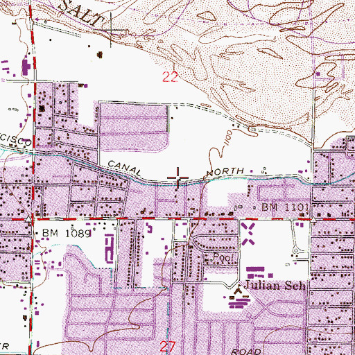 Topographic Map of San Francisco Canal North Branch, AZ