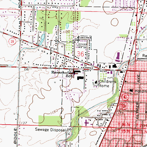 Topographic Map of Renschville Elementary School, OH