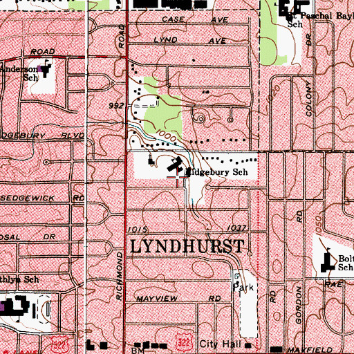 Topographic Map of Ridgebury Elementary School, OH