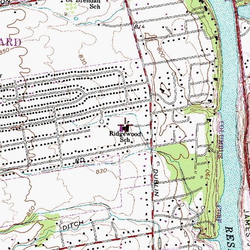 Topographic Map of Ridgewood Elementary School, OH
