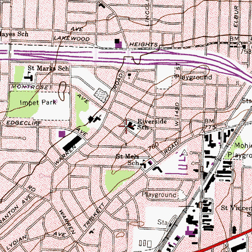 Topographic Map of Riverside Elementary School, OH