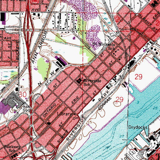 Topographic Map of Riverside Elementary School, OH