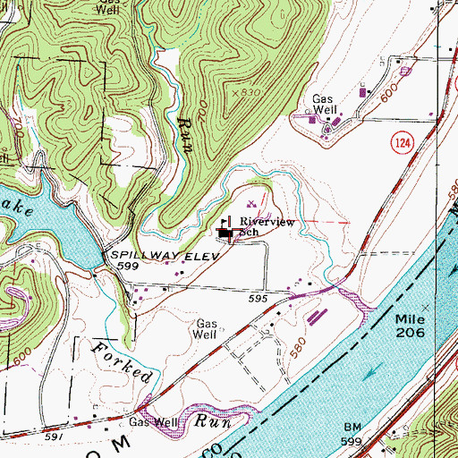 Topographic Map of Riverview Elementary School, OH