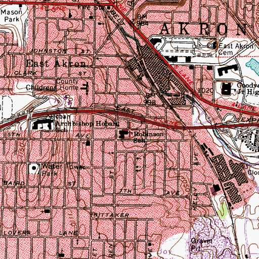 Topographic Map of Robinson Community Learning Center, OH