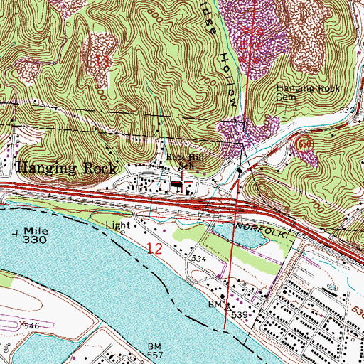 Topographic Map of Rock Hill Number 4 Elementary School, OH