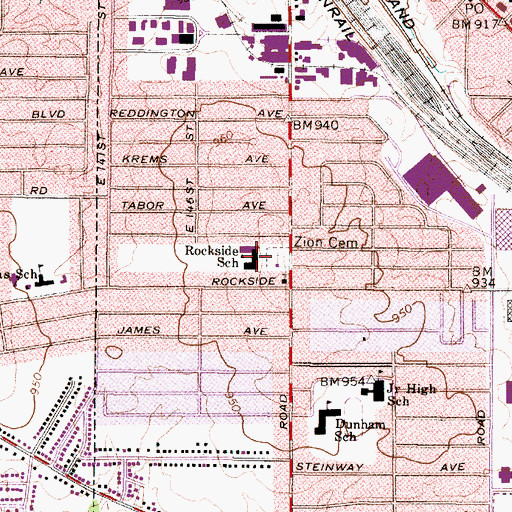 Topographic Map of Rockside Elementary School, OH