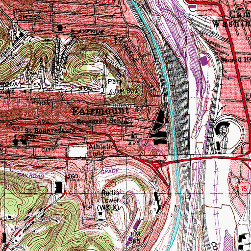 Topographic Map of Roosevelt Elementary School, OH