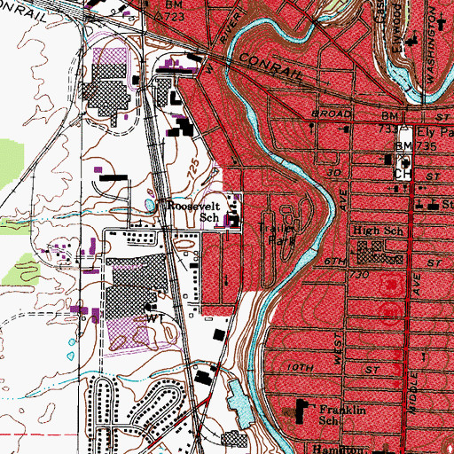 Topographic Map of Roosevelt Elementary School, OH