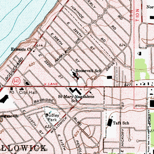 Topographic Map of Roosevelt Elementary School, OH
