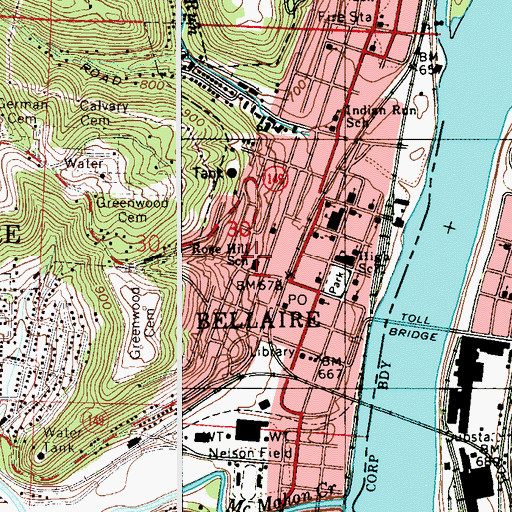 Topographic Map of Rose Hill Elementary School, OH