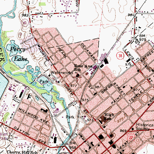 Topographic Map of Rose Avenue Elementary School, OH