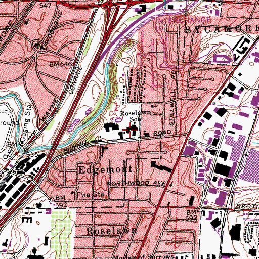 Topographic Map of Roselawn-Condon Elementary School, OH