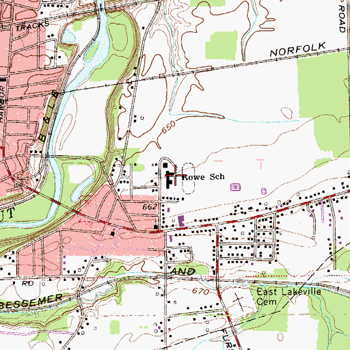 Topographic Map of Rowe Middle School, OH
