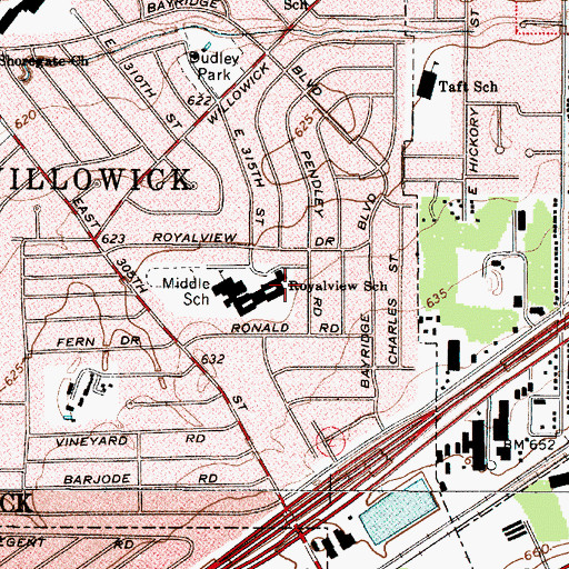 Topographic Map of Royalview Elementary School, OH