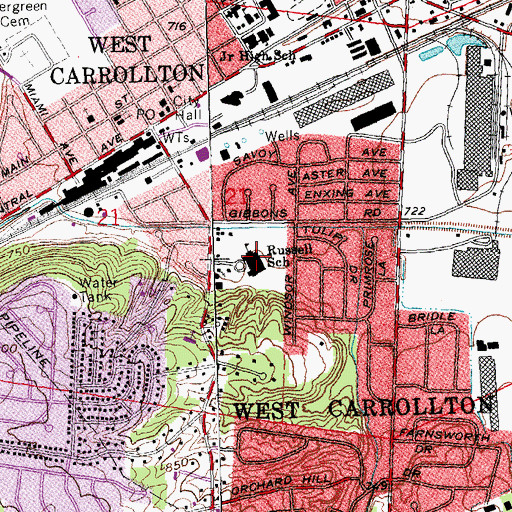 Topographic Map of Harry Russell Elementary School, OH