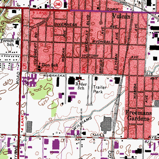 Topographic Map of Ryder Elementary School, OH