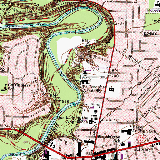 Topographic Map of Saint Josephs Academy High School, OH