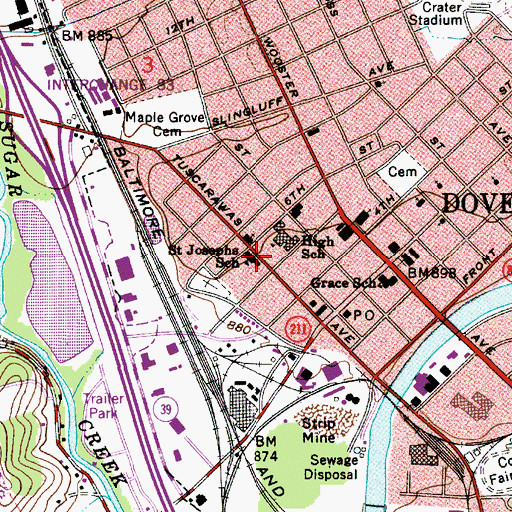 Topographic Map of Saint Josephs Elementary School, OH
