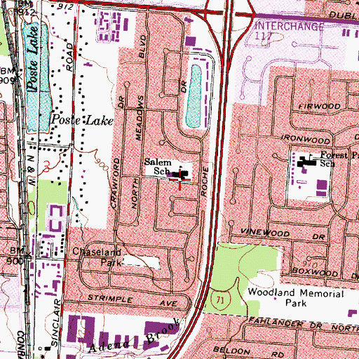 Topographic Map of Salem Elementary School, OH