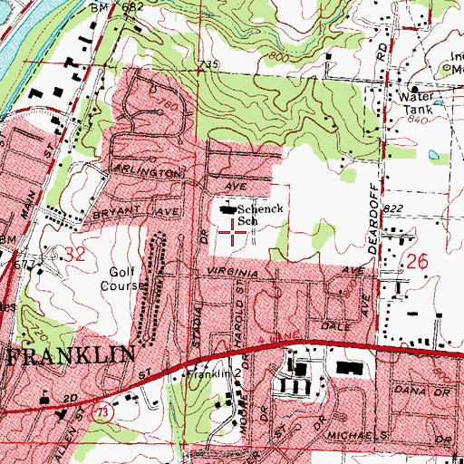 Topographic Map of William C Schenck Elementary School, OH