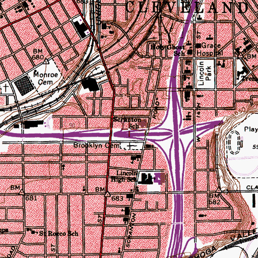 Topographic Map of Scranton Elementary School, OH