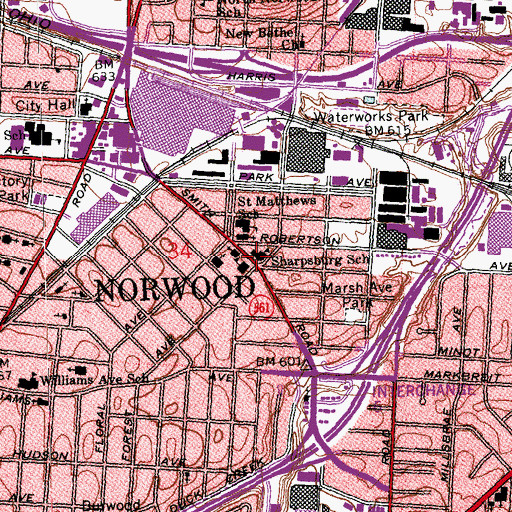 Topographic Map of Sharpsburg Elementary School, OH