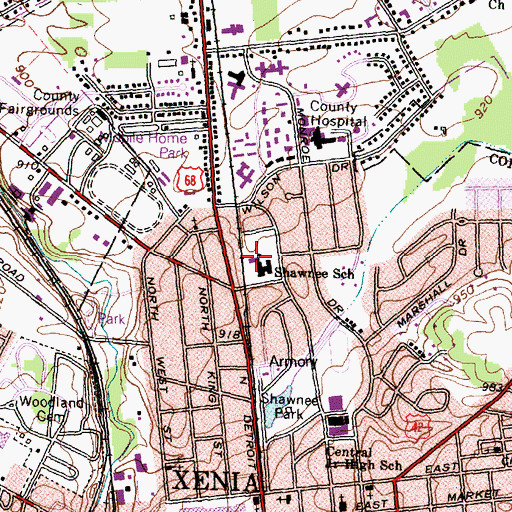 Topographic Map of Shawnee Elementary School, OH