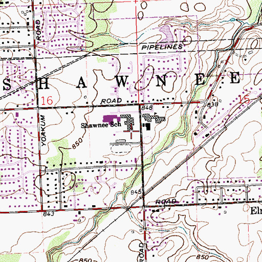 Topographic Map of Shawnee High School, OH
