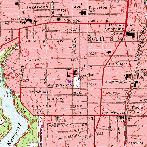 Topographic Map of Sheridan Elementary School, OH