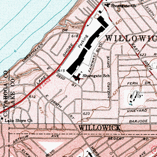Topographic Map of Shoregate Elementary School, OH