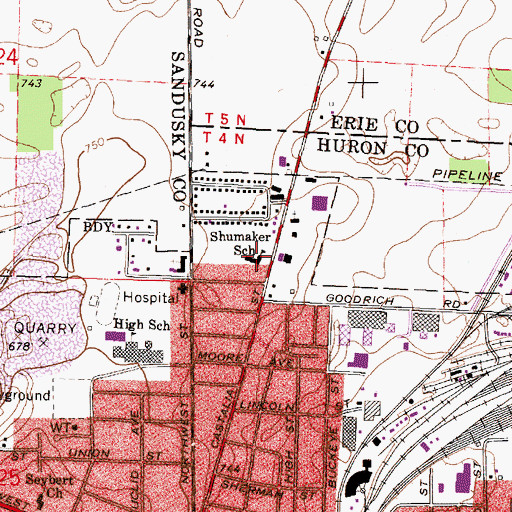 Topographic Map of Shumaker Elementary School, OH
